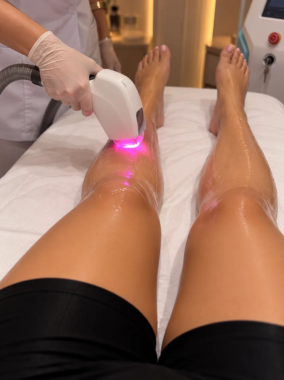 Sessão ilustrativa de depilação a laser